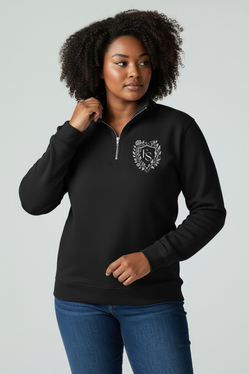 Rose Garden Quarter-Zip - Black